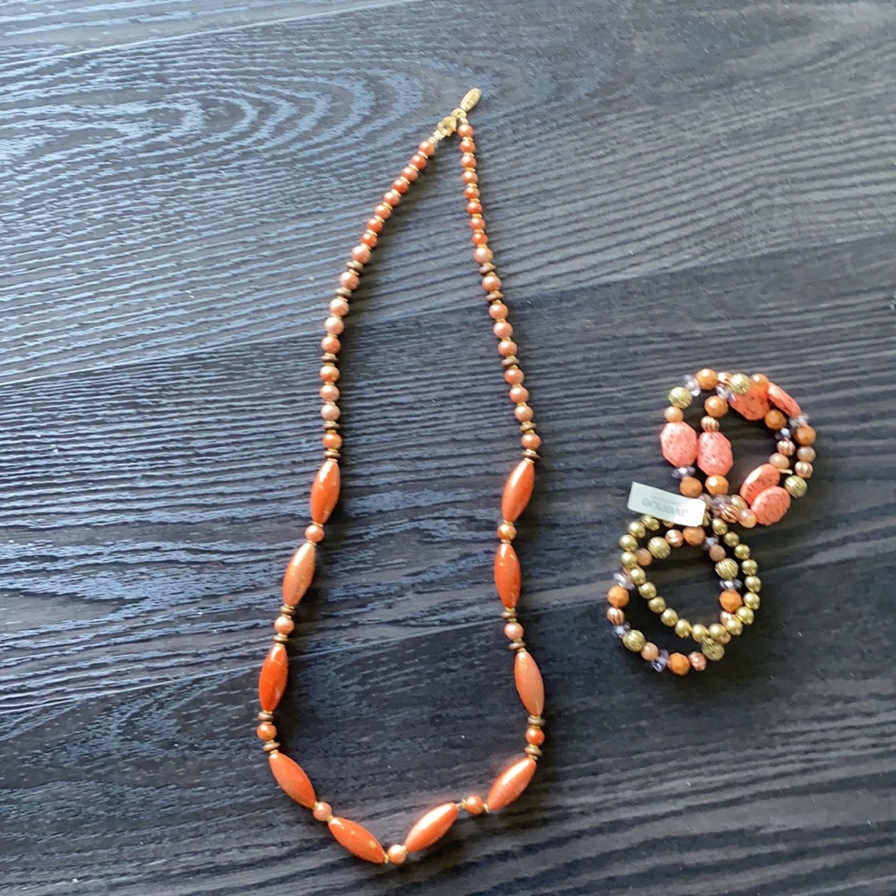 Rust Pink necklace and four piece bracelet set